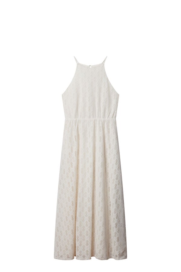 Springfield Vestido midi halter bordado branco