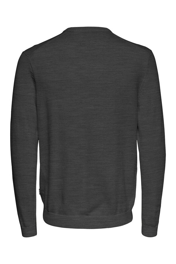 Springfield Men's round neck sweater. Regular fit. grey mix