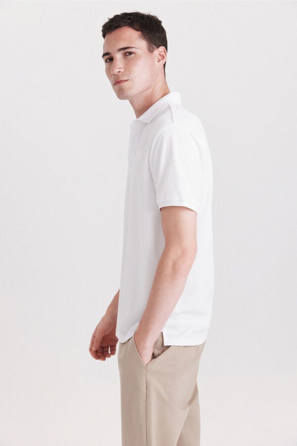 Springfield Technical fabric slim fit polo shirt white