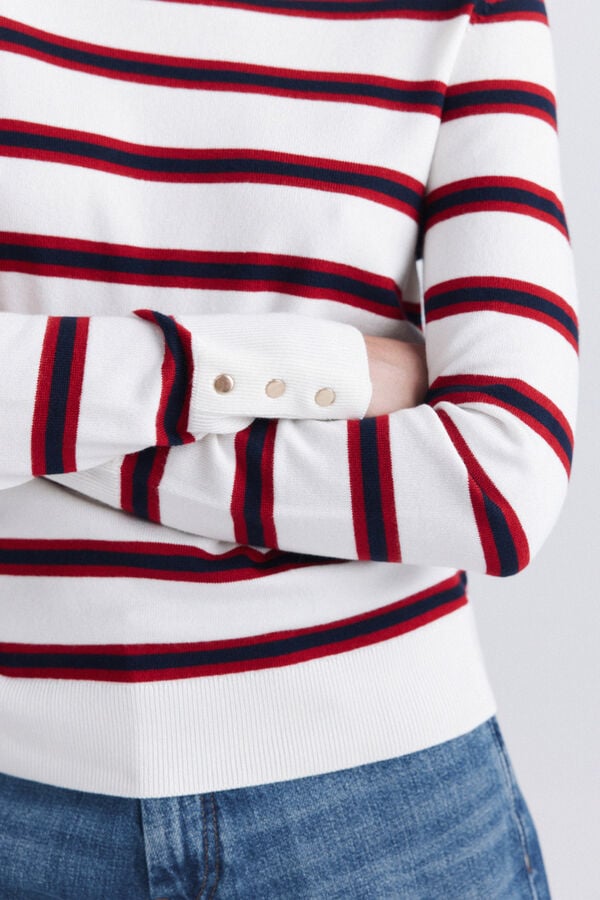 Springfield Basic fine knit buttoned jumper burgundy