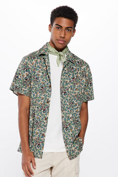 Springfield Short-sleeved shirt with Roots print camel