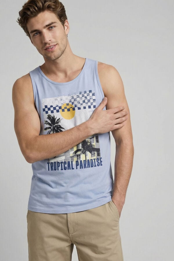 JJ REBEL Printed vest top blue