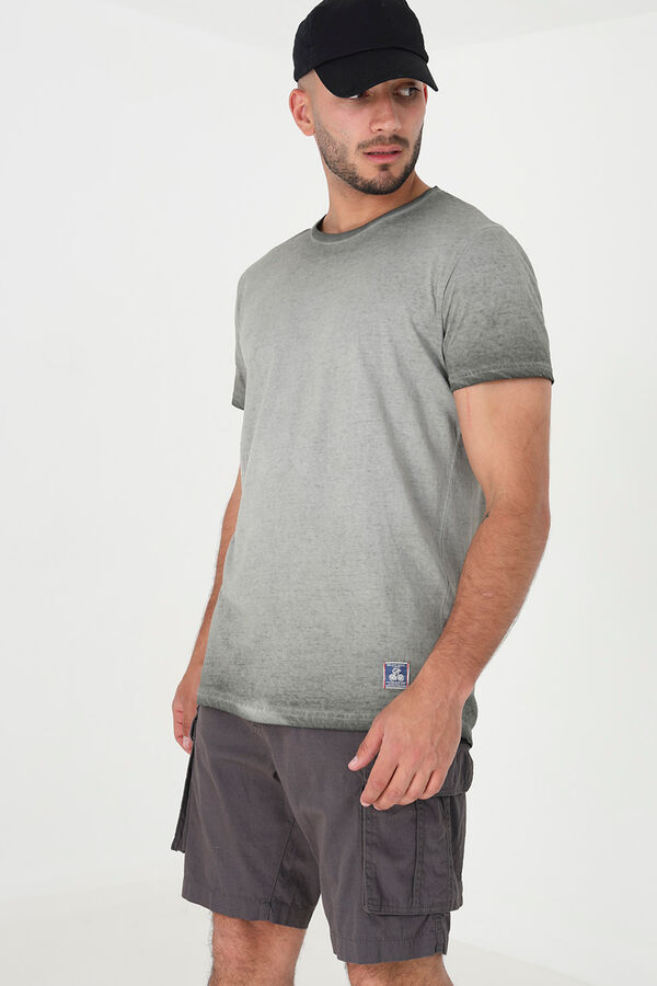 Springfield T-Shirt mit Washed-Effekt kurze Ärmel grau