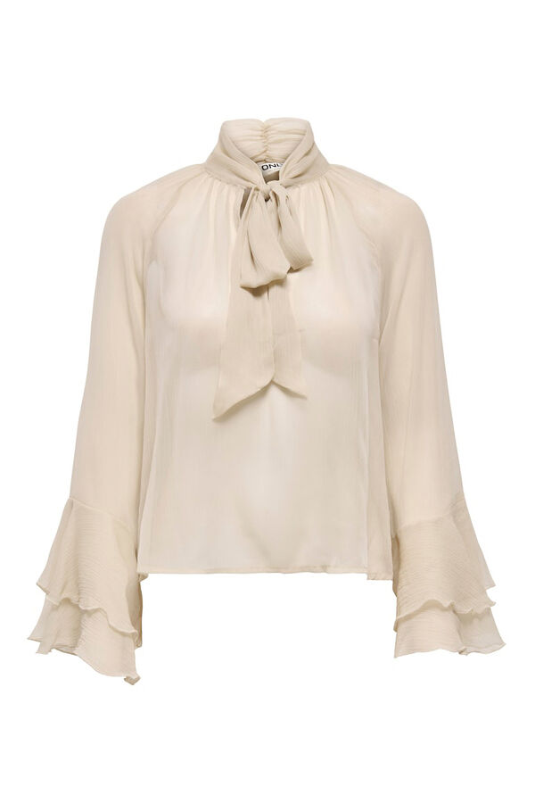 Only Blusa de gasa manga volantes marfil
