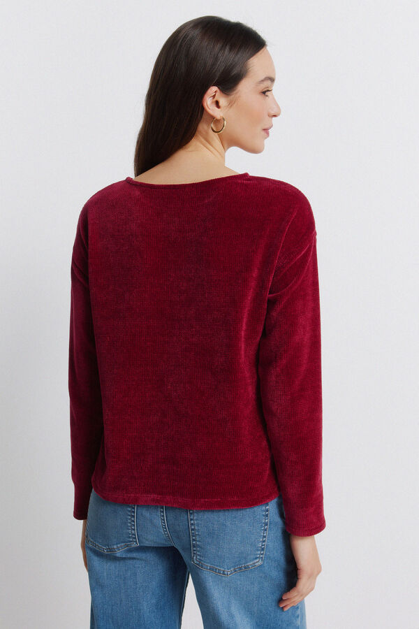 Springfield Camiseta chenilla tachas burdeos