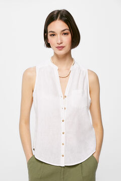 Springfield Linen/cotton sleeveless shirt ocher