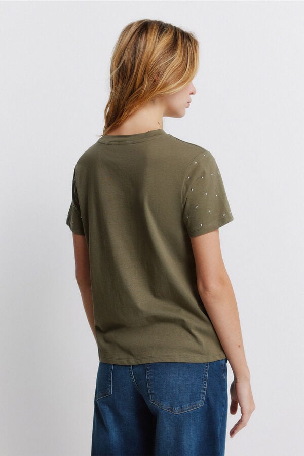 Springfield T-shirt &agrave; clous manches courtes nude