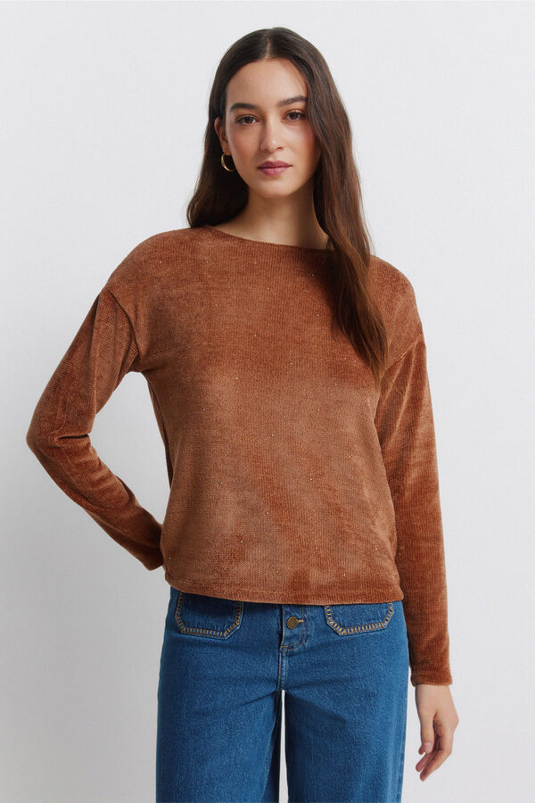 Springfield Camiseta chenilla tachas marrón