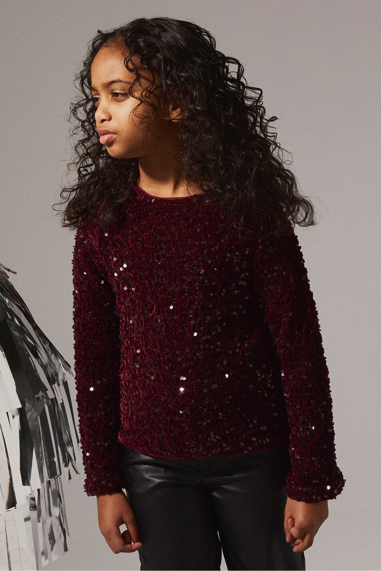 Name It Top de lantejoulas e veludo para menina