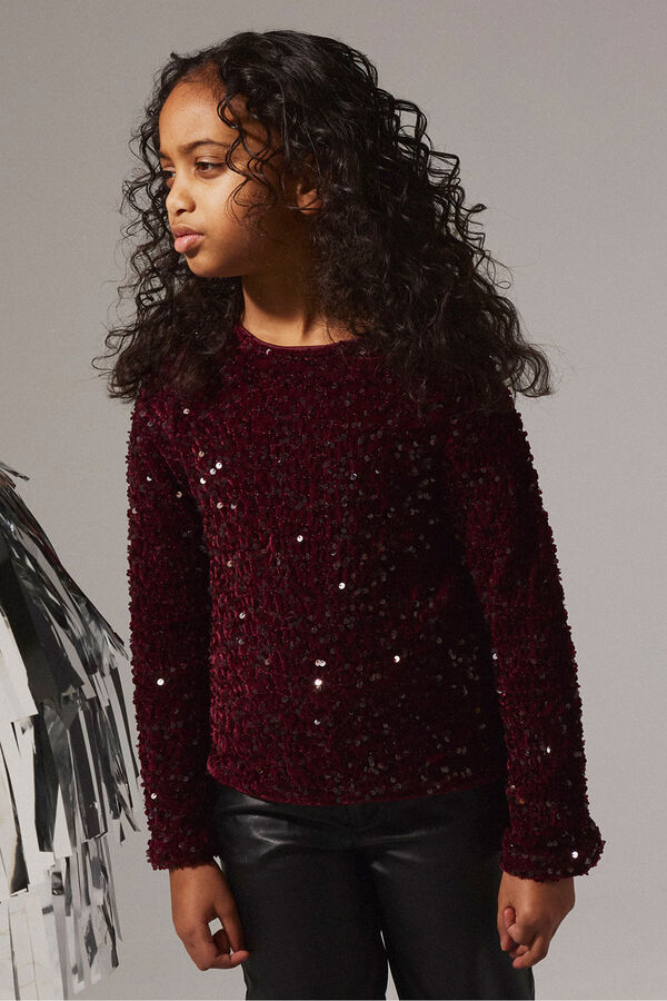 Name It Top de lentejuelas y terciopelo de niña morado/lila