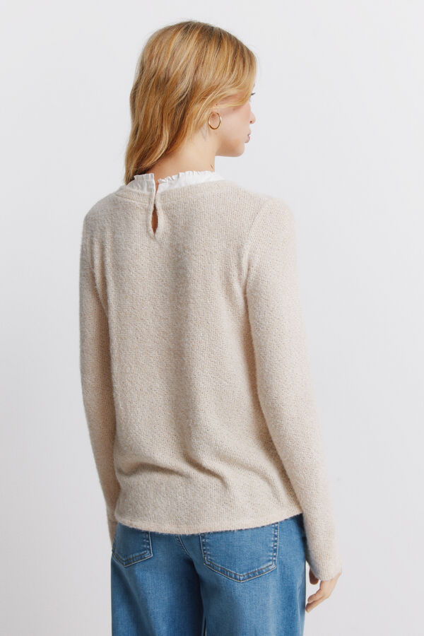 Springfield Combined neck chenille T-shirt nude