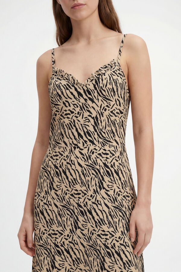 Pieces Printed strap long dress gris