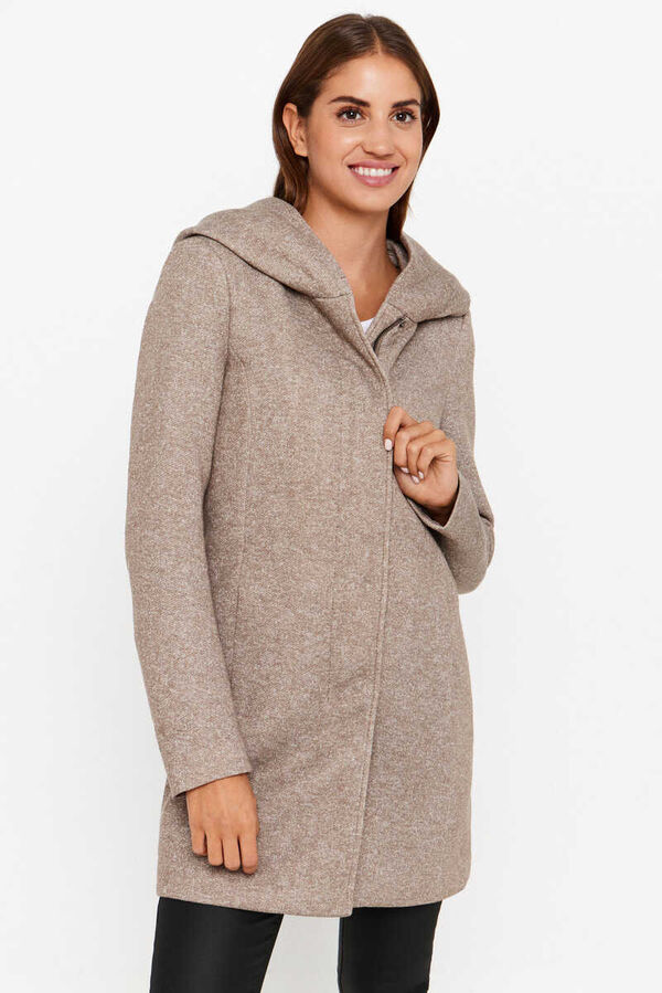 Springfield Hooded coat with zip fastening smeđa