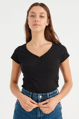 Inside Basic Button T-shirt black
