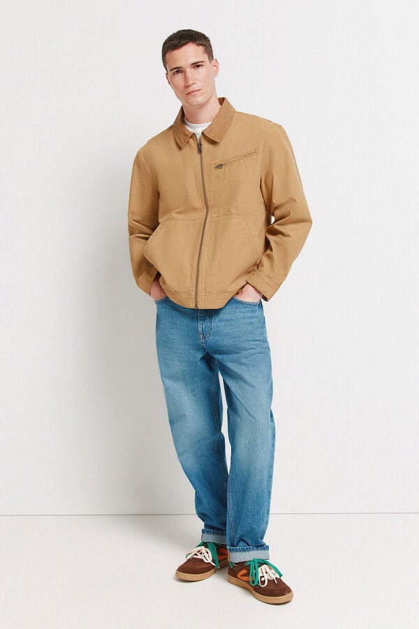 Springfield Cotton contrast washed jacket brown