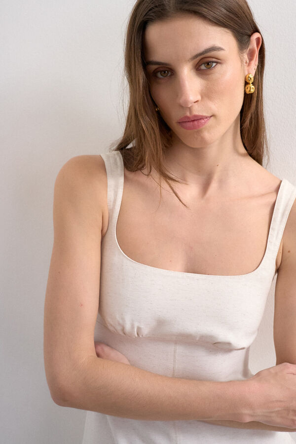 Topshop Long strap dress beige