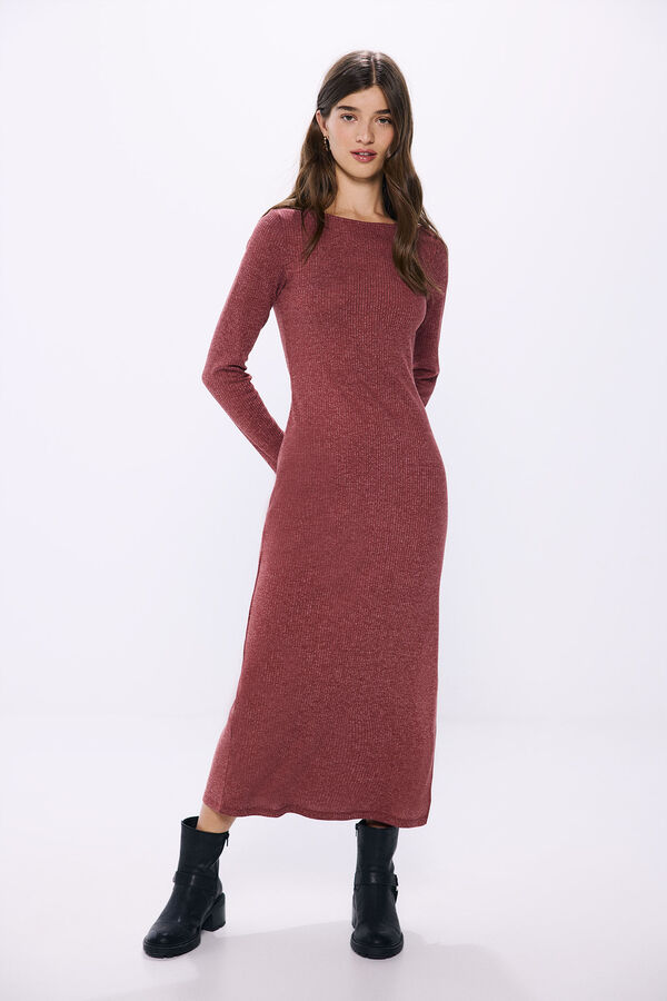 Springfield midi dress with back neckline deep red