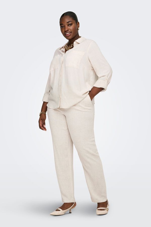 Only Carmakoma Pantal&oacute;n recto talla grande beige