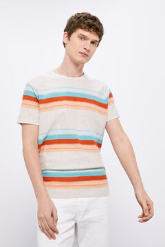 Springfield T-Shirt Strickgewebe mehrfarbige Streifen grau