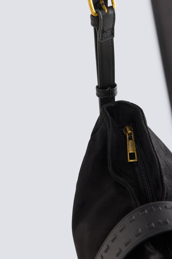Springfield Faux suede crossbody black