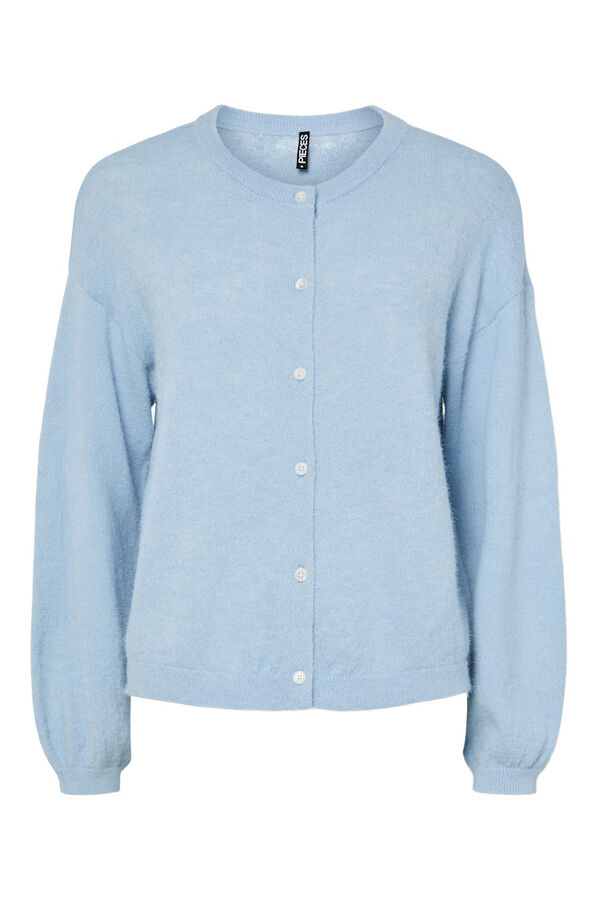 Pieces Jersey-knit cardigan with round neck and dropped sleeve blue