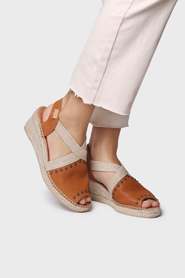 Toni Pons stockings wedge leather espadrille nude
