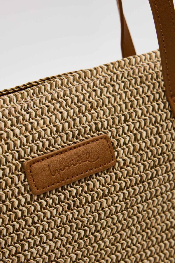Inside Raffia basket bag nude