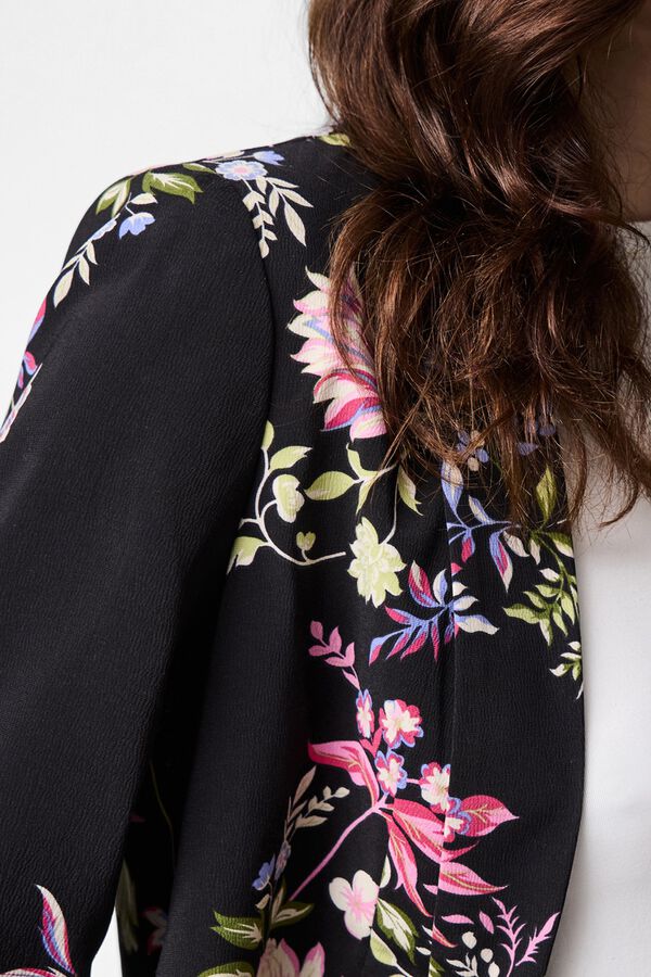 Pieces Printed three-quarter sleeve blazer black