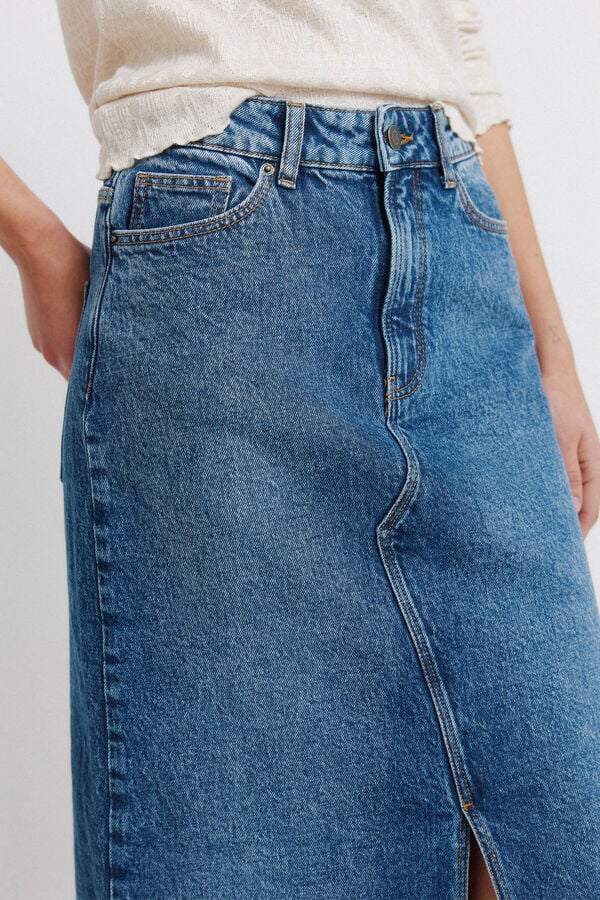 Springfield Denim midi skirt blue