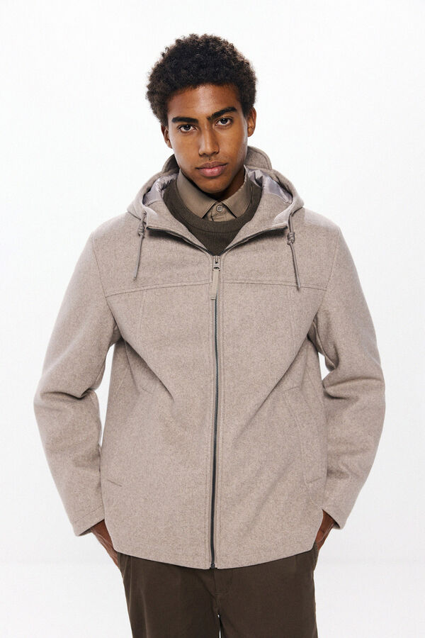 Springfield Short wool -effect parka brown