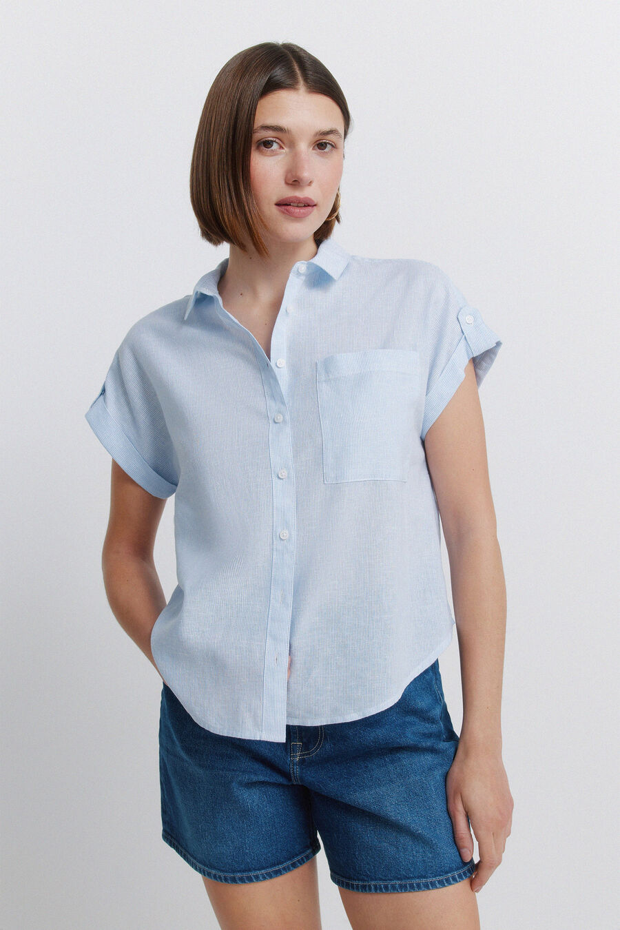 Camisa manga corta lino