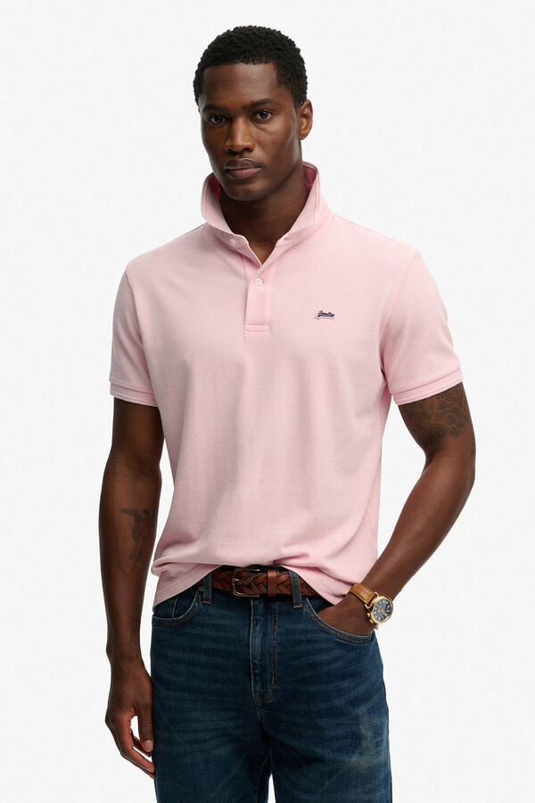 Superdry Piqu&eacute; basic short sleeve polo shirt pink