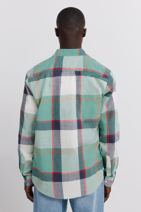 Springfield Cotton lightweight plaid shirt green