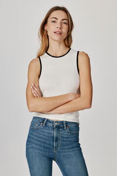 Springfield Fine knit top with contrast white