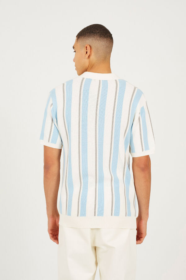 Brave Soul Jersey-knit polo shirt with short sleeves blue