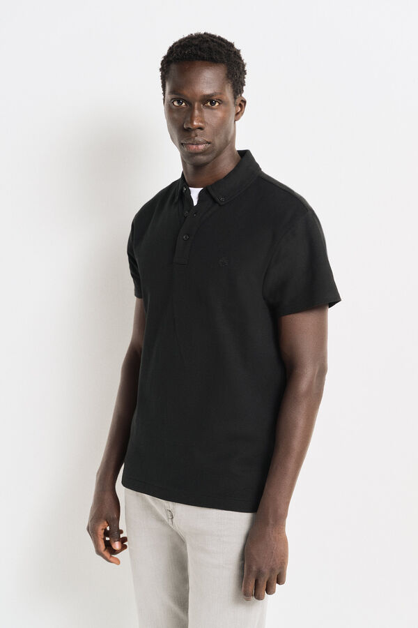 Springfield Polo piqué look regular fit dress crna