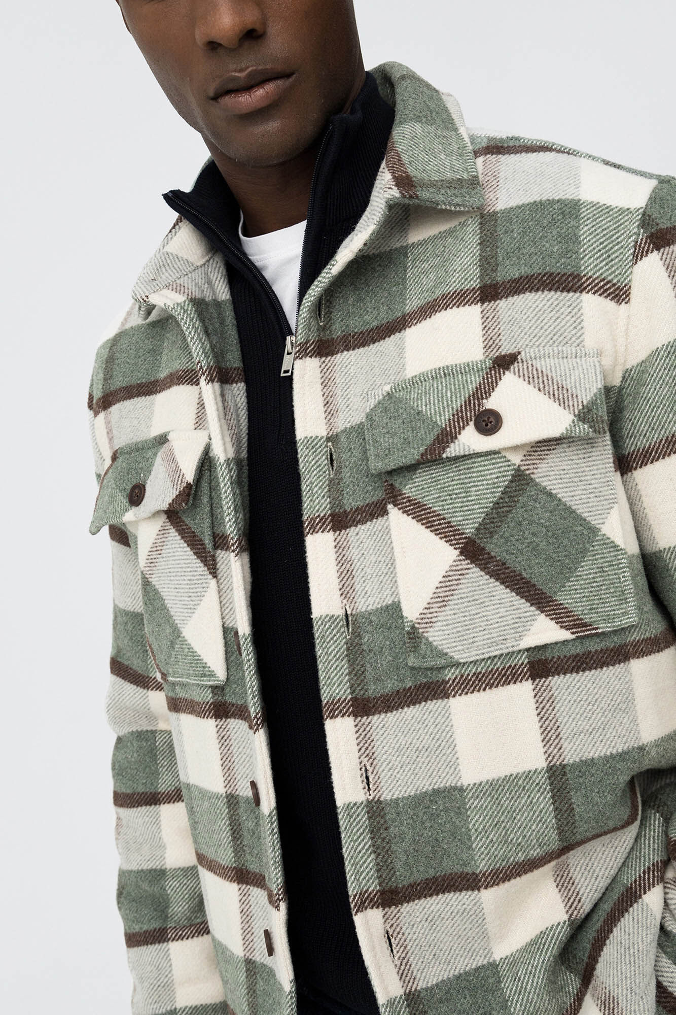 Tiffosi Abrigo de cuadros con lana