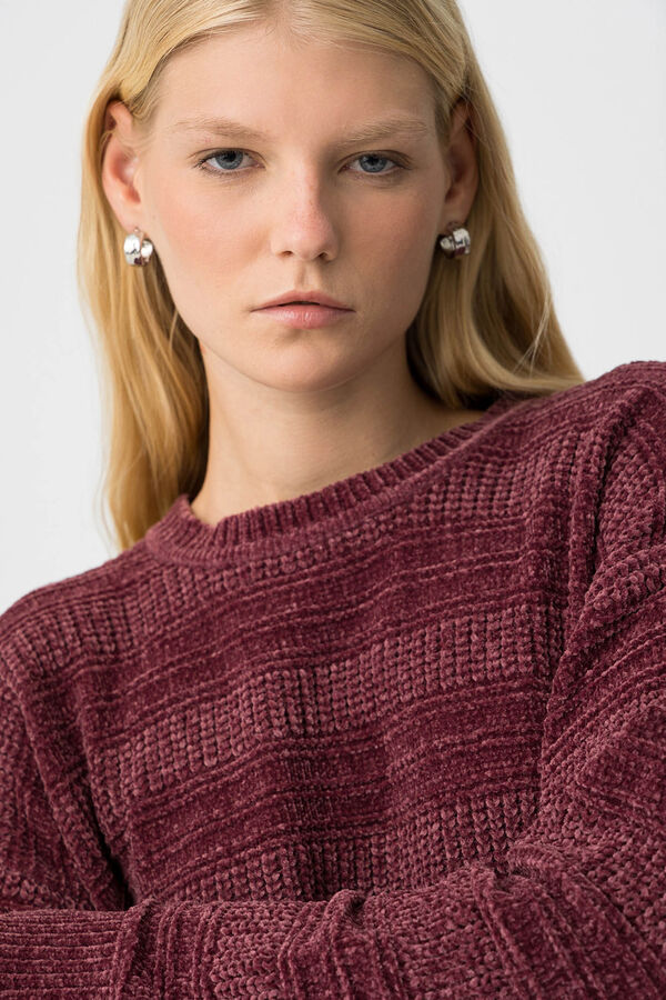 Tiffosi Camisola de malha de veludo relaxado vermelho