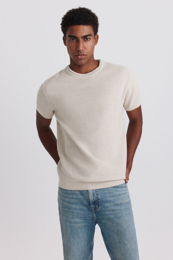 Springfield Knit structure T-shirt brown