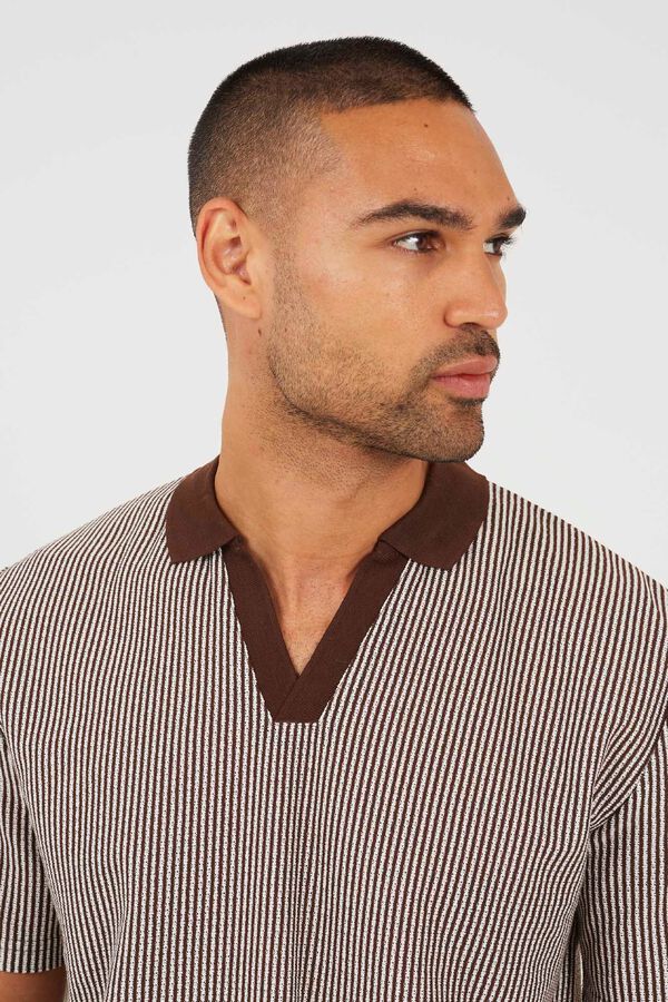 Brave Soul Striped short sleeve polo shirt nude