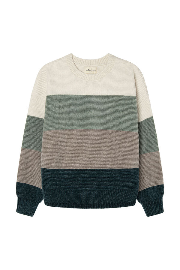 Springfield Pull color block chenille vert foncé