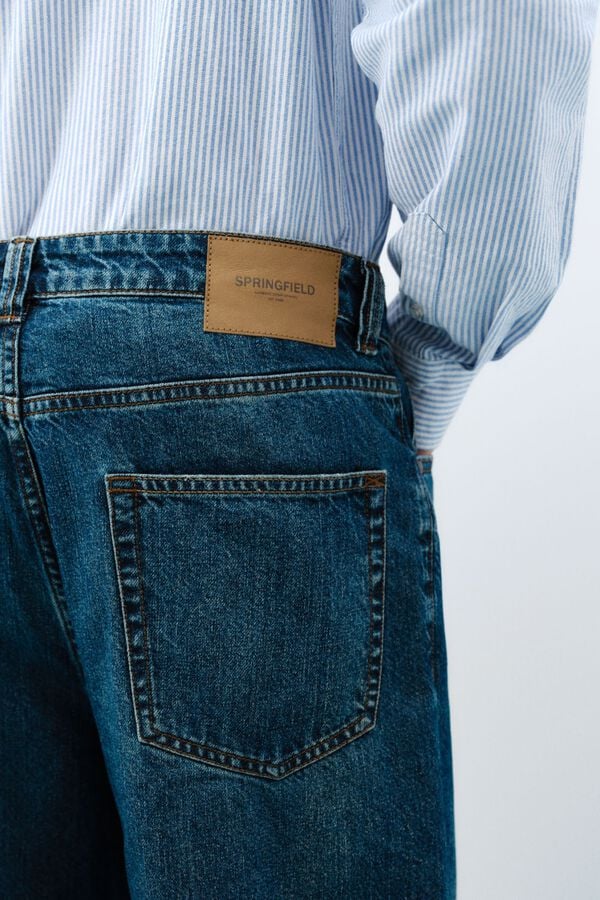 Springfield Dark wash wide leg jeans blue