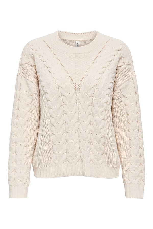 Only Jersey punto trenzado y calado gris
