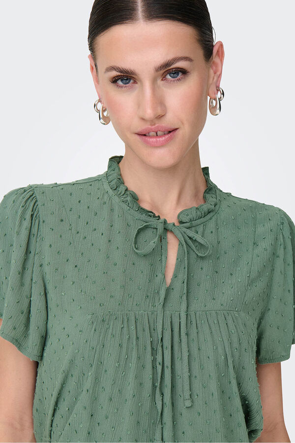 JDY Blusa manga corta plumeti verde