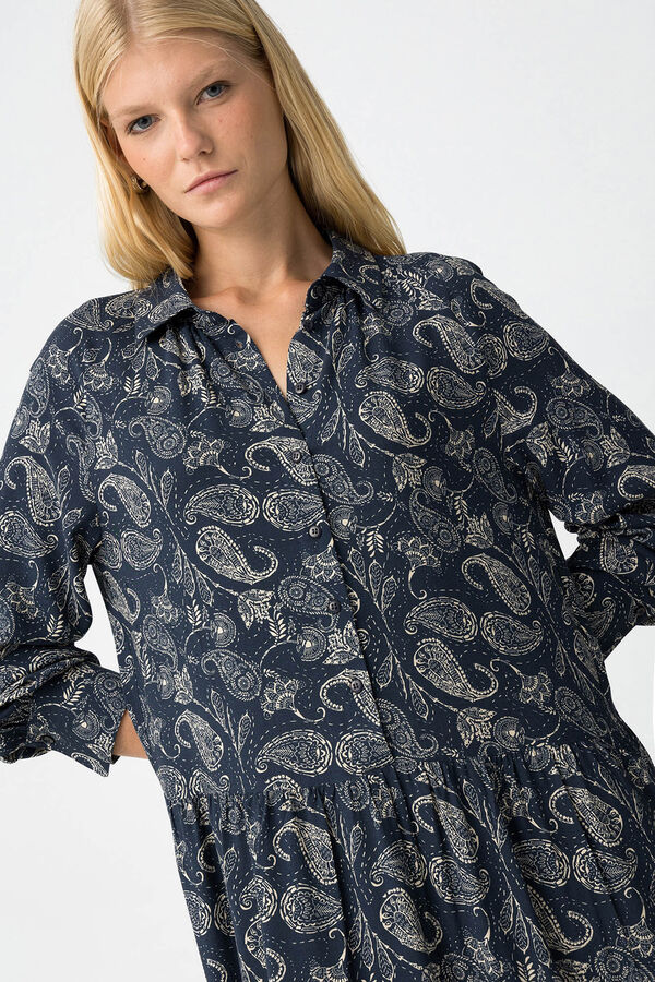 Tiffosi Vestido camisa com estampado paisley azul