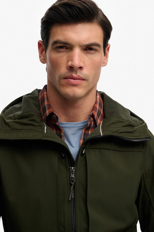 Superdry Softshell hooded men's jacket beige