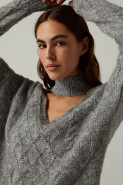 Springfield Reconsider Jumper with Cut Out Neckline grey mix
