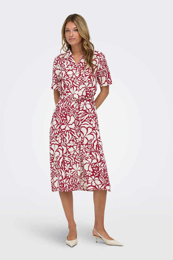 Only Hemdblusen-Midikleid Rot