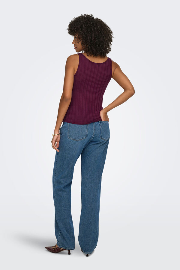Only Sleeveless ribbed top red