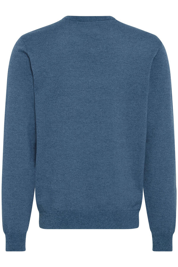Blend jersey-knit V neck sweater blue